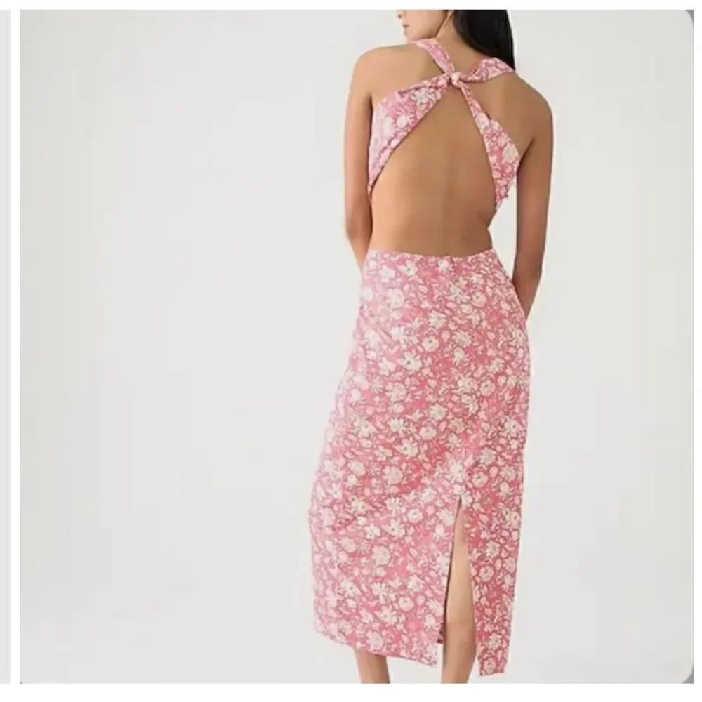 J Crew Twist Back Midi Dress in Tossed Floral NWT
